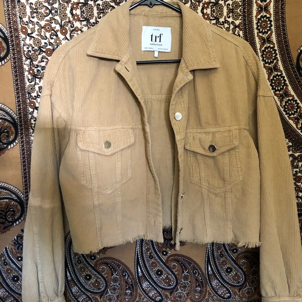ZARA CROPPED CAMEL CORDUROY JACKET